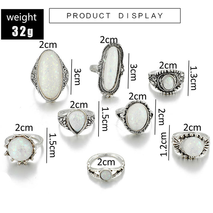 Olivenorma Round Oval Opal 8-Piece Ring Set - image 7