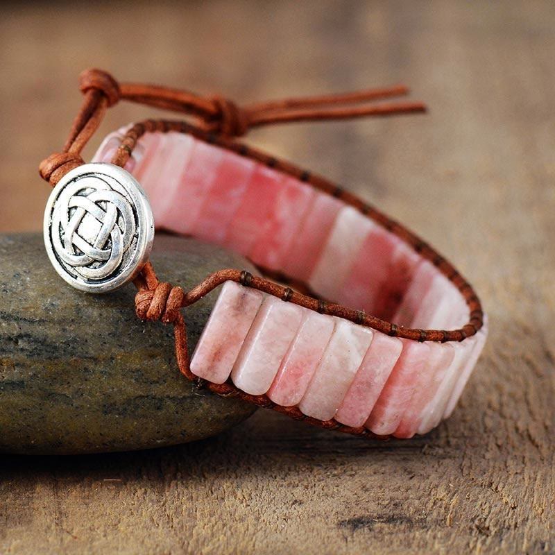 Olivenorma Natural Stone Square Leather String Wrap Bracelet - image 1