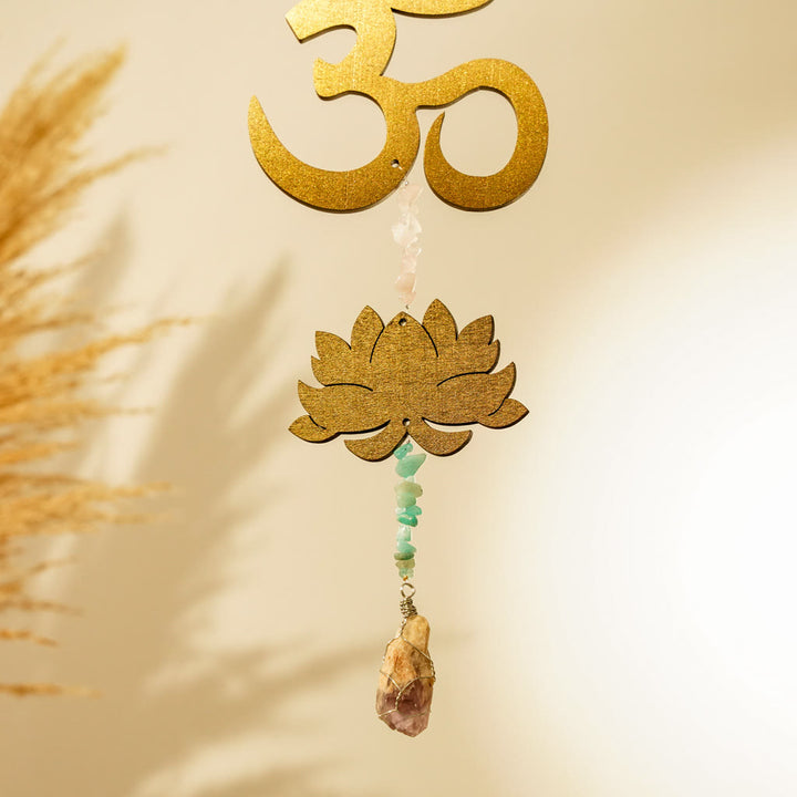 Olivenorma Rainbow Gemstone Lotus OM Moon Wall Decor - image 13