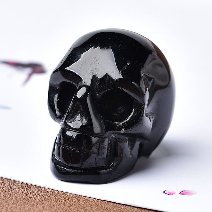 Olivenorma Crystal Engraved Skull Crafts Gemstone Decoration - Obsidian - image 32