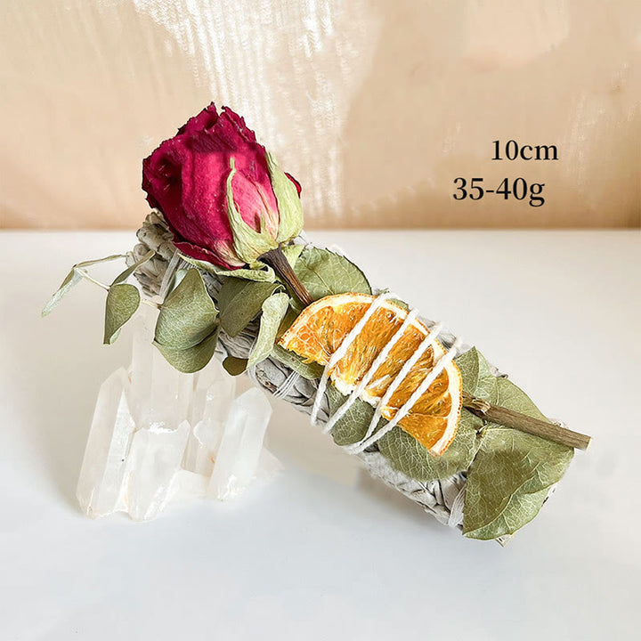 Olivenorma Cinnamon Orange Crystal Cleansing Meditation White Sage - White Sage & Red Rose & Orange Slices - image 3