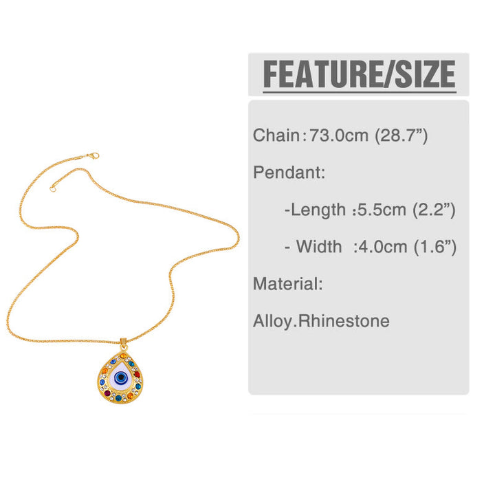 Evil Eye HAMSA Zircon Sweater Chain Pendant Necklace - image 7