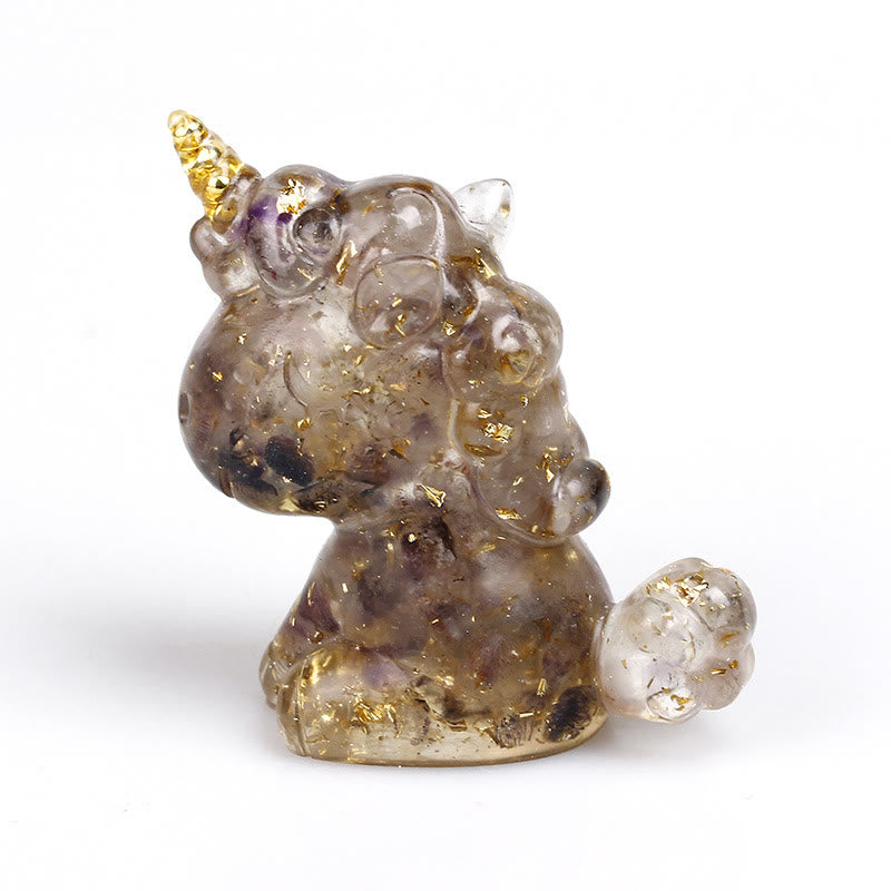 Olivenorma Crystal Unicorn Gemstone Decoration - Super Seven Stone&Gold Foil - image 38