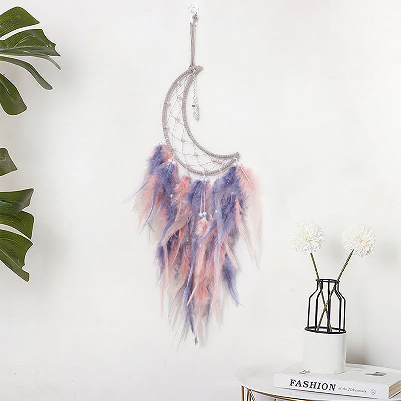 Olivenorma White Turquoise Pendant Gray Pink Feather Dream Catcher - image 2