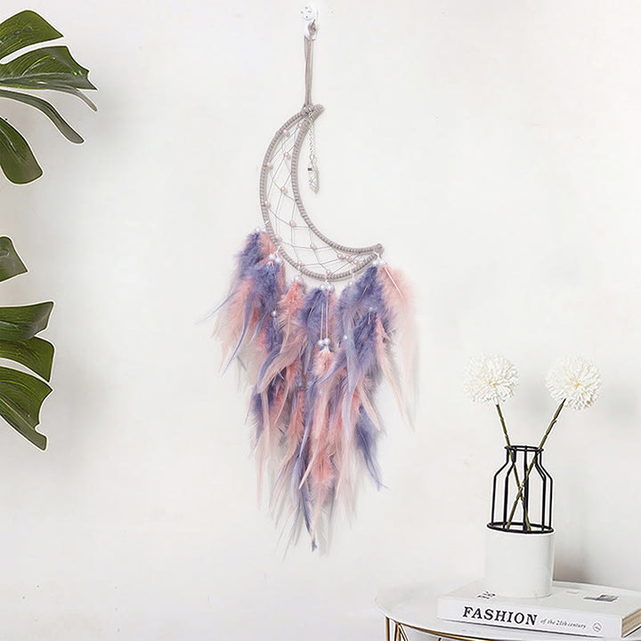 Olivenorma White Turquoise Pendant Gray Pink Feather Dream Catcher - image 2