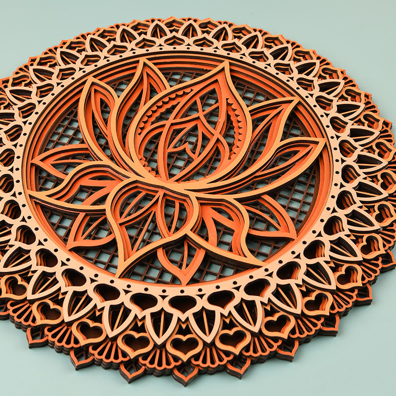 Olivenorma Lotus Mandala Wooden 3D Engraving Wall Decor - image 7