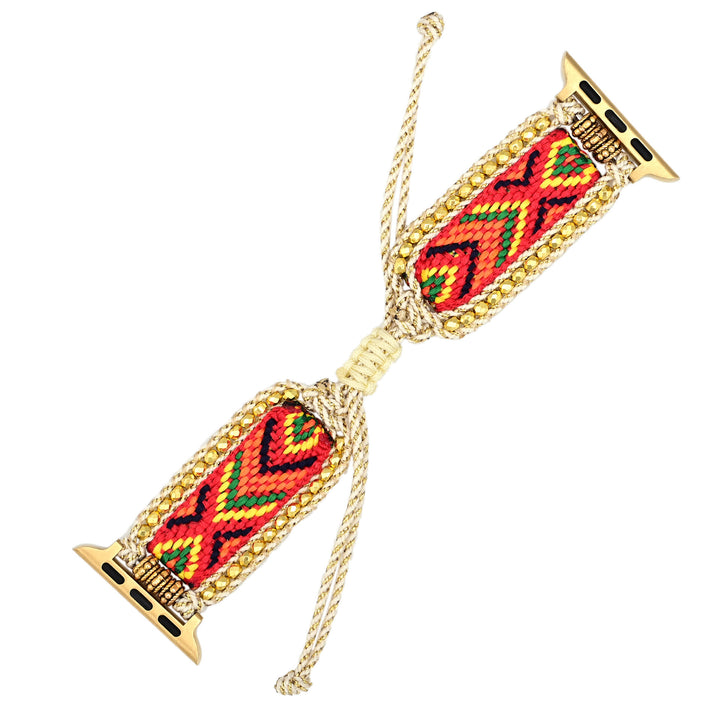 Olivenorma Gold Zircon Orange Red Nylon Braided Apple Watch Strap - image 5