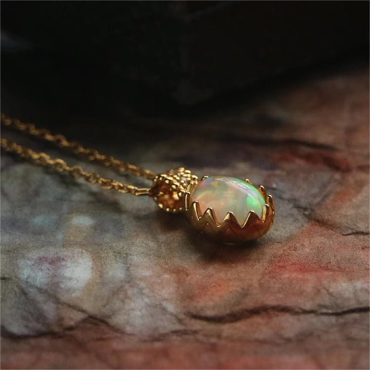 Olivenorma Opal Yellow Golden Ring Necklace - image 4