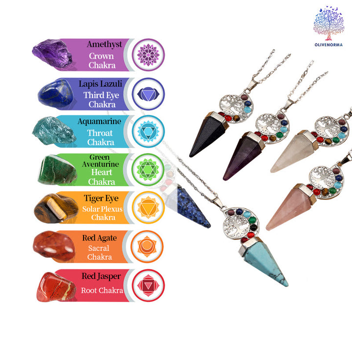 Olivenorma Hexacone Crystal Chakra Tree of Life Pendant Necklace - image 20