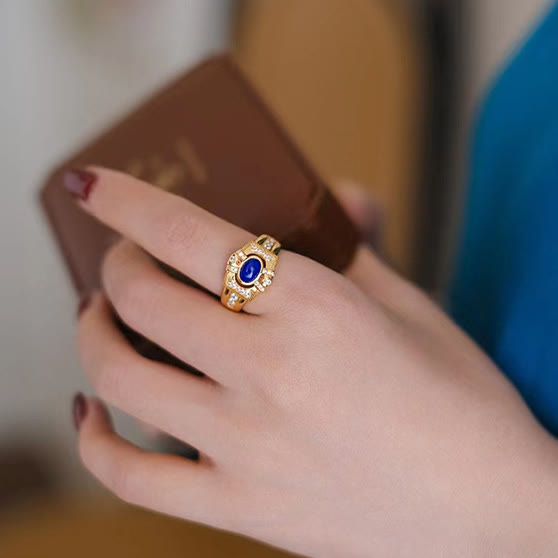Olivenorma Vintage Lapis Lazuli Adjustable Ring - image 1