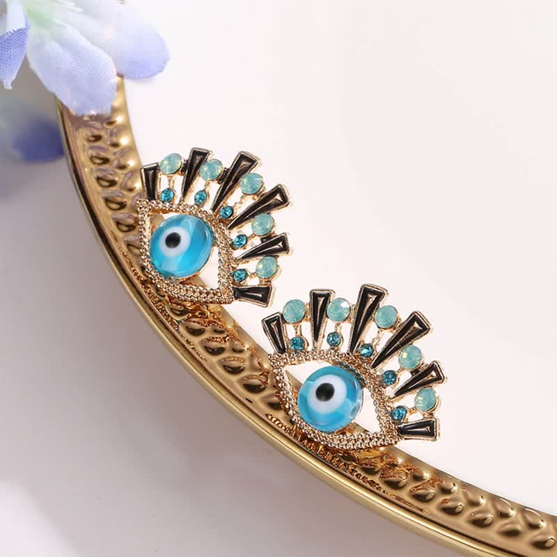 Olivenorma "Eye of Doom" - Sapphire Creative Peacock Earrings - image 3