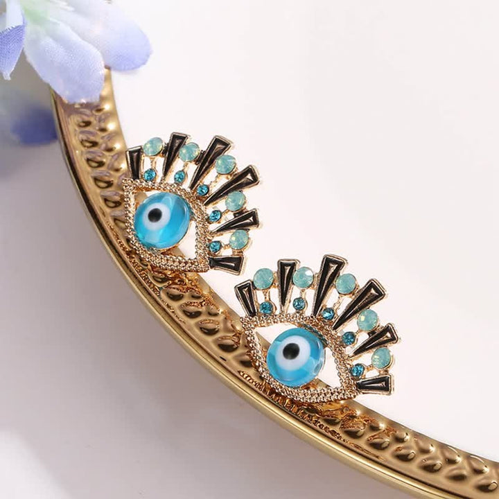 Olivenorma "Eye of Doom" - Sapphire Creative Peacock Earrings - image 3