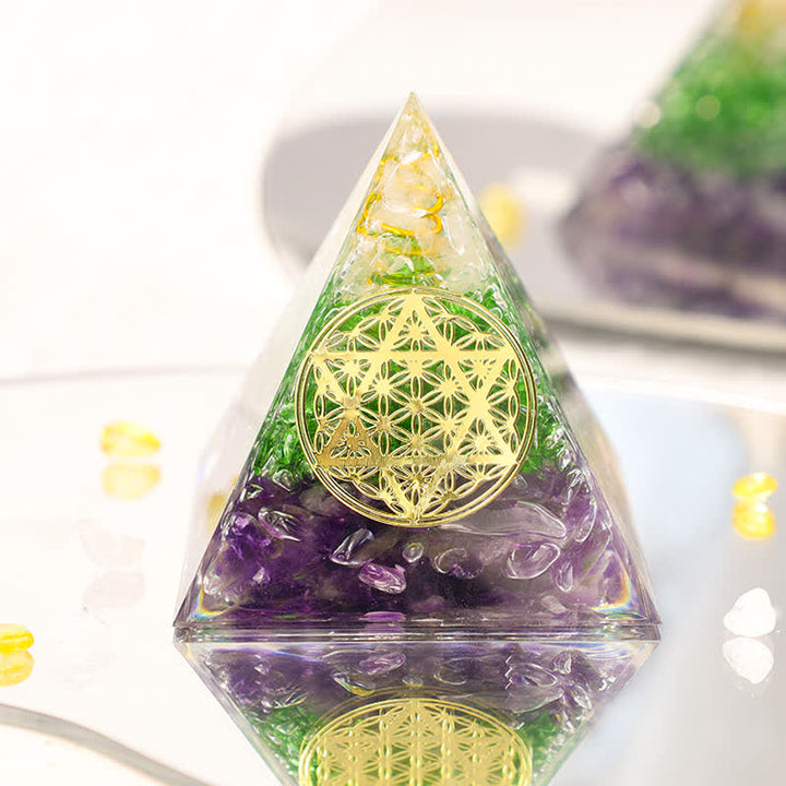Olivenorma Flower Of Life Hexagram Crystal Orgone Pyramid - 3.93''*3.93''(10cm X 10cm) - YES PLEASE $8 - image 0