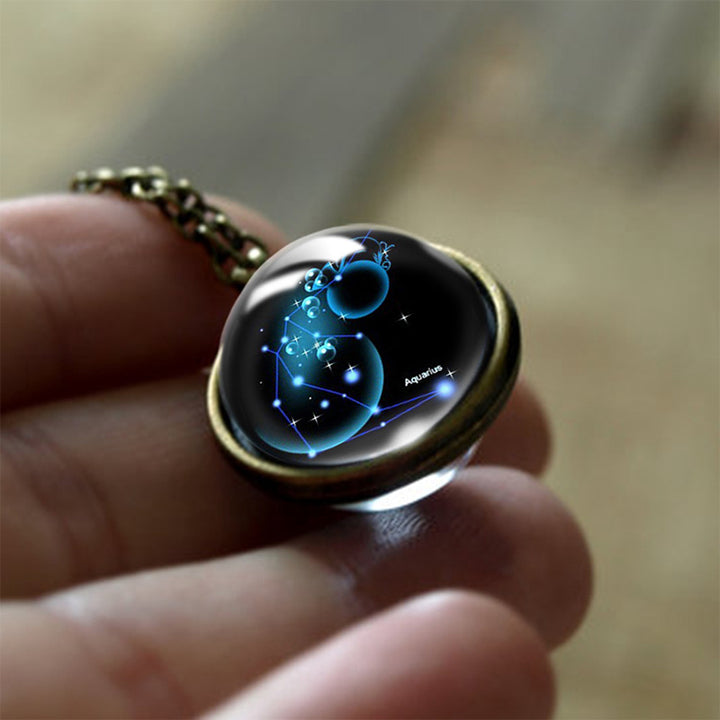 Olivenorma Glass 12 Stars Zodiac Protection Necklace - Aquarius - image 0