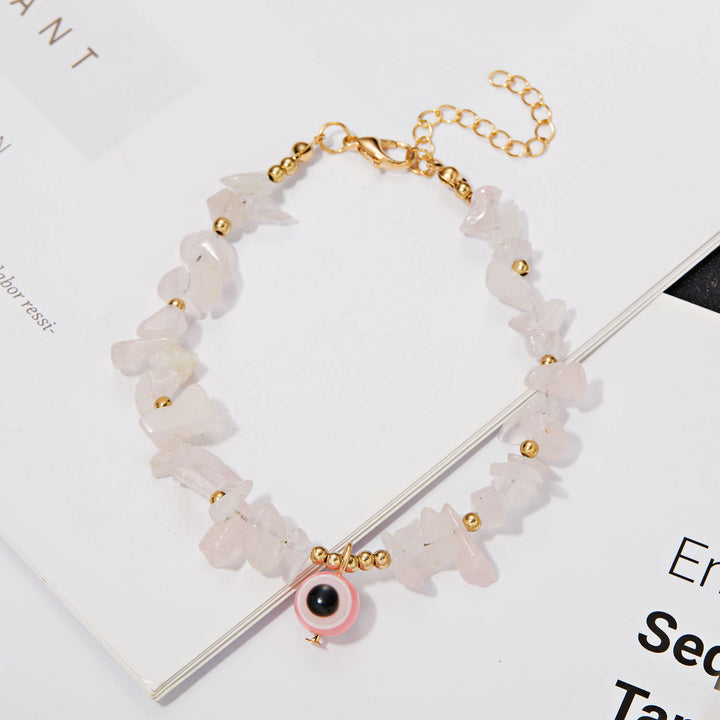 Olivenorma Natural Crystal Gravel Evil Eye Pendant Bracelet - image 16