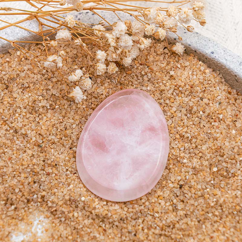Olivenorma Rose Quartz Healing Thumb Worry Stone - image 2
