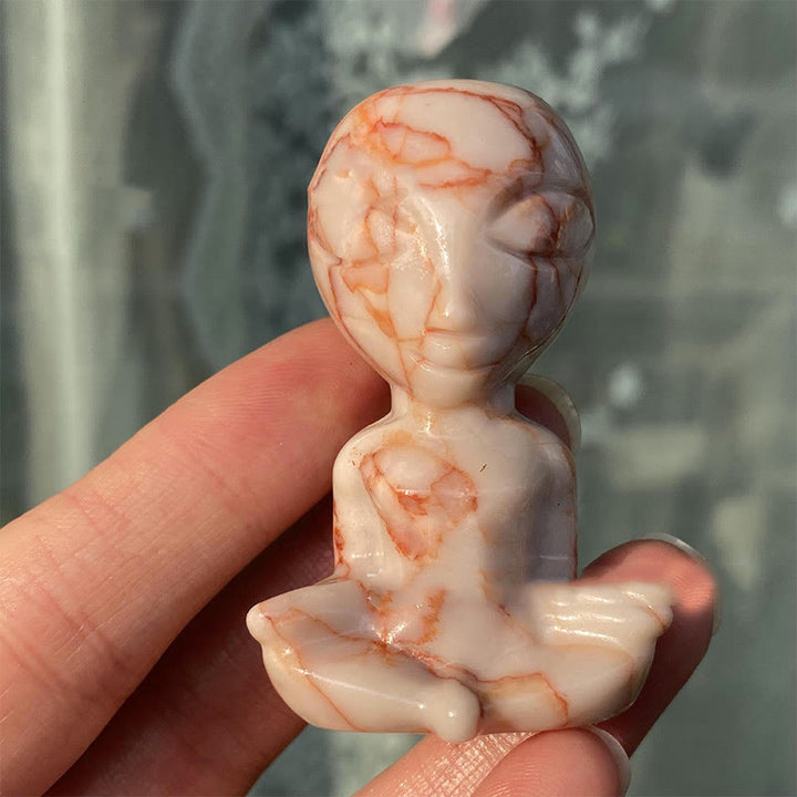Olivenorma Natural Stones Alien Skull Carved Gemstone Decoration - Rhodochrosite - image 1