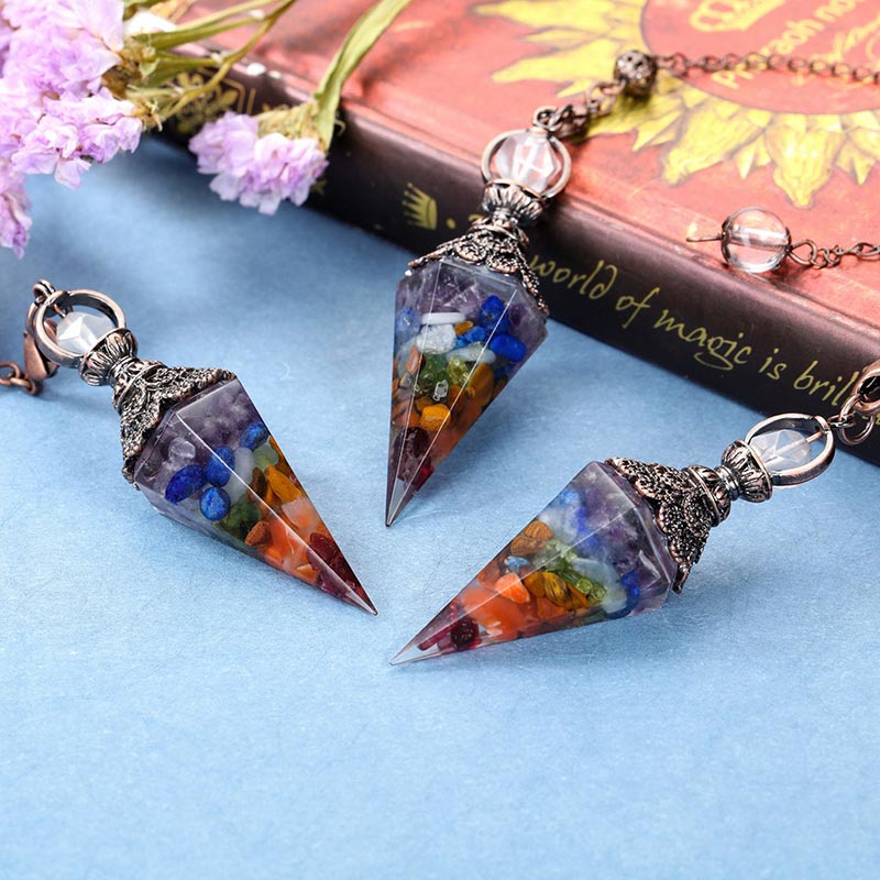 Natural Crystal 7 Chakra Meditation Pendulum - Copper - image 1
