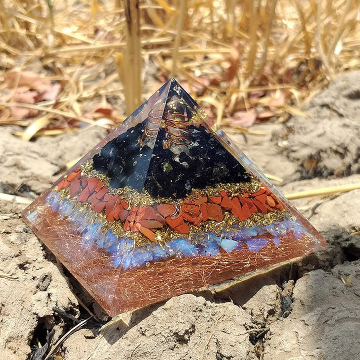 Olivenorma Clear Crystal With Opal Protection Orgone Pyramid - image 0