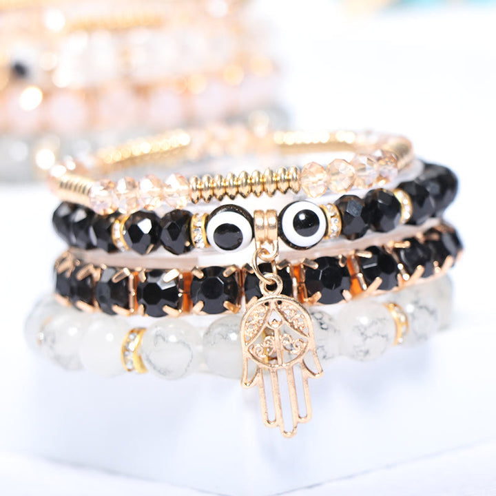 Olivenorma Evil Eye Hamsa Four Layer Beaded Bracelet Set - image 12