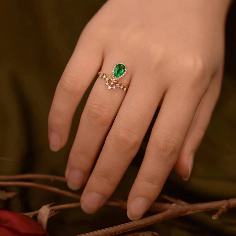 Olivenorma Dainty Emerald With Zircon Ring - image 4