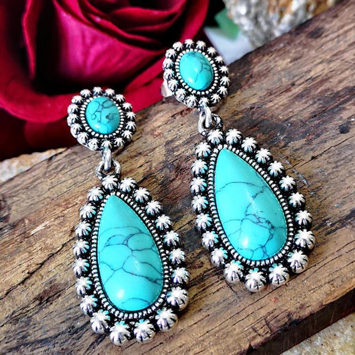 Olivenorma Teardrop Turquoise Earrings - image 1