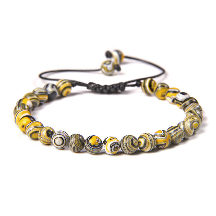 Olivenorma Natural 6mm Stone Beads Braided Wrap Bracelet - Yellow Malachite - image 37