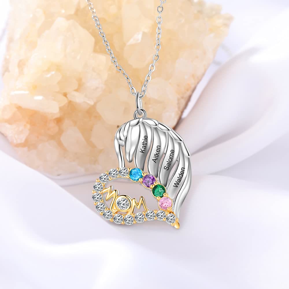Olivenorma Mothers Birthstones Half Diamond Heart Necklace - image 12