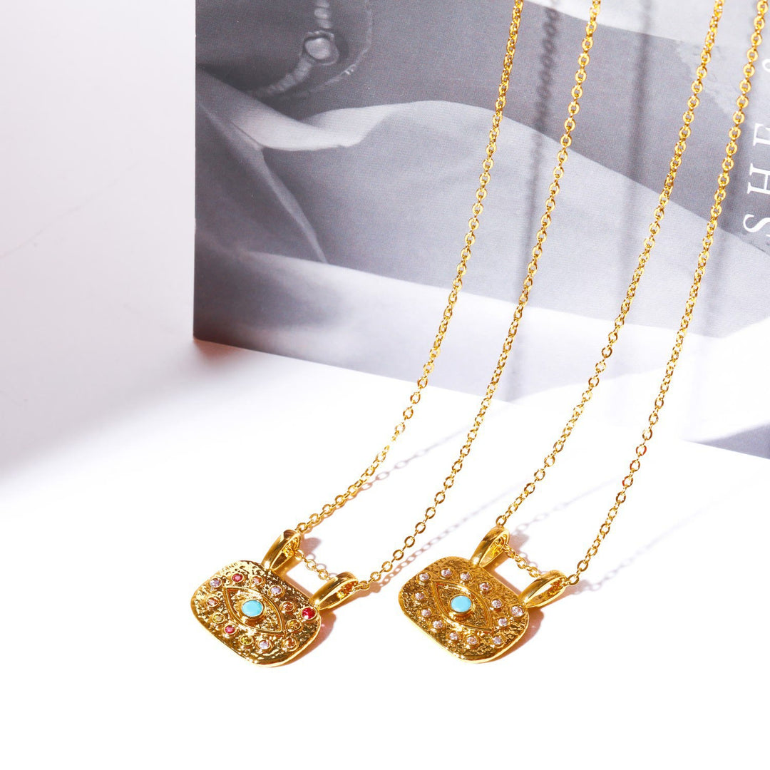 Olivenorma Evil Eye Copper Gold Plated Zircon Necklace - image 5