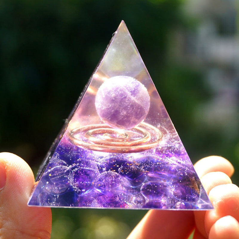 Olivenorma Amethyst Clear Crystal Orgone Pyramid - 10*10cm - YES PLEASE $8 - image 0
