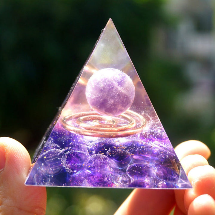 Olivenorma Amethyst Clear Crystal Orgone Pyramid - 10*10cm - YES PLEASE $8 - image 0