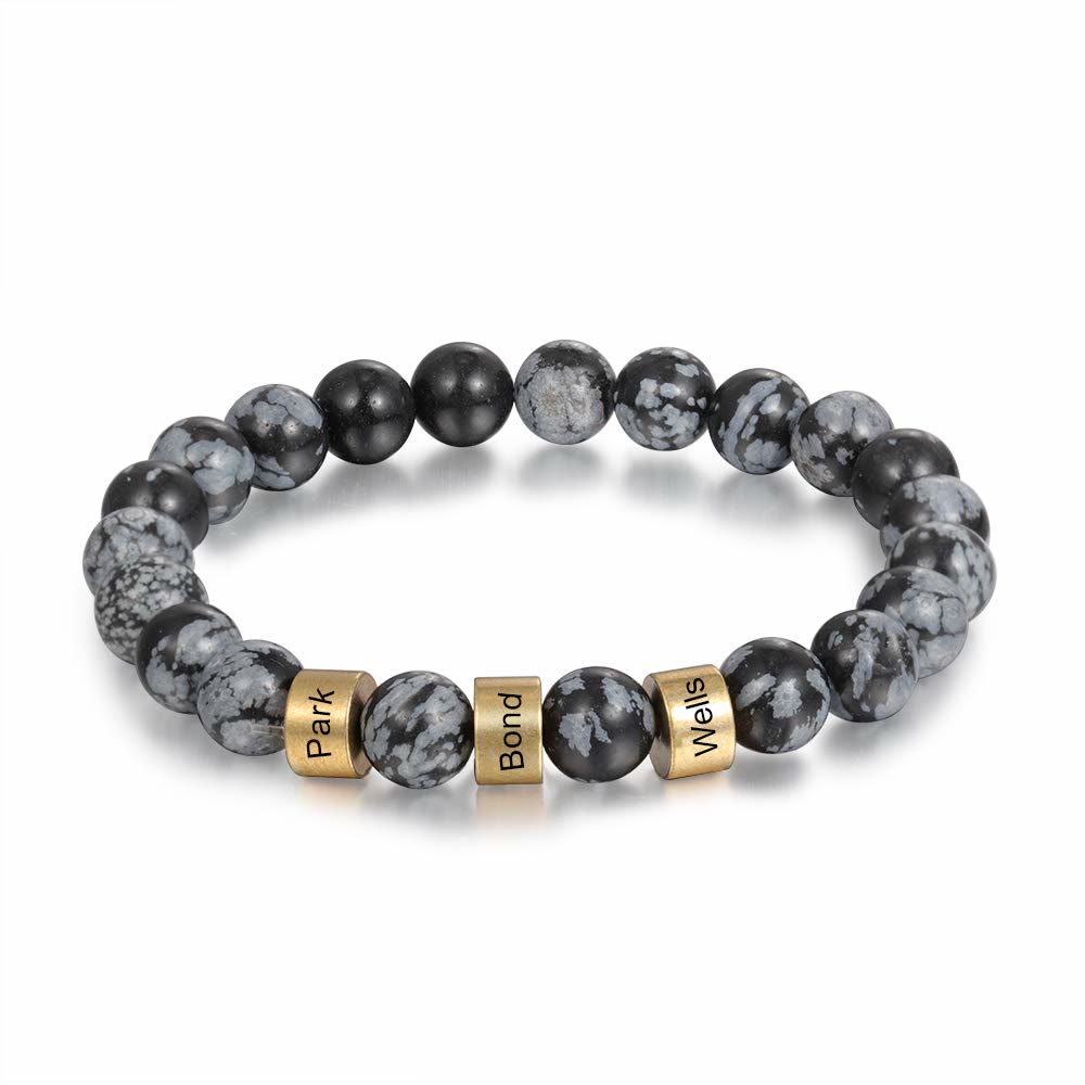 Olivenorma Natural Stone Engraving Personalized Beads Men Bracelet - image 17