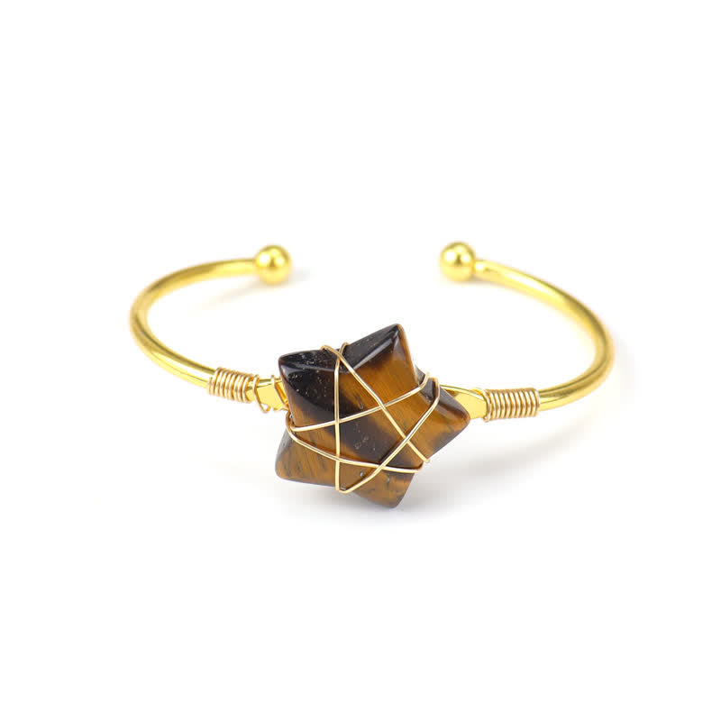 Olivenorma Gold Wire Wrapped Star Shape Gemstone Bracelet - Tiger Eye - image 15
