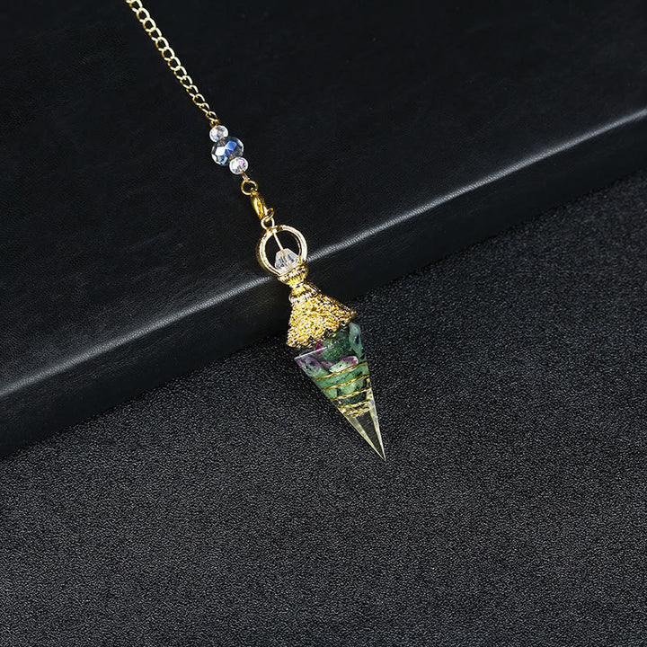 Olivenorma Natural Crystal Resin Hexagonal Pyramid Pendulum - Ruby Zoisite - image 17