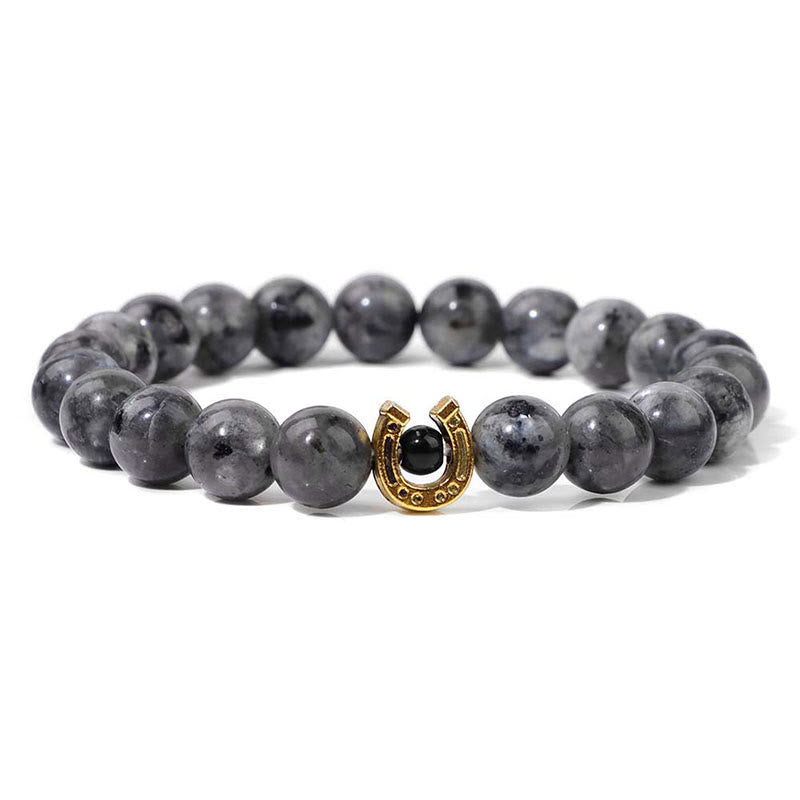 Olivenorma 8mm Natural Stone Beaded Horse Shoe Pendant Bracelet - Labradorite - image 18