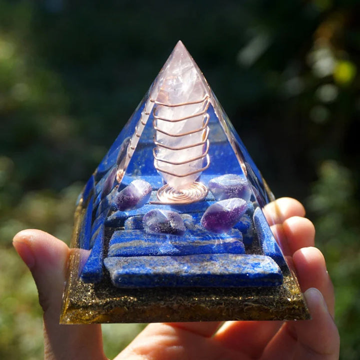 Olivenorma Rose Quartz Pillar With Lapis Lazuli Orgone Pyramid - 10*10cm - YES PLEASE $8 - image 0