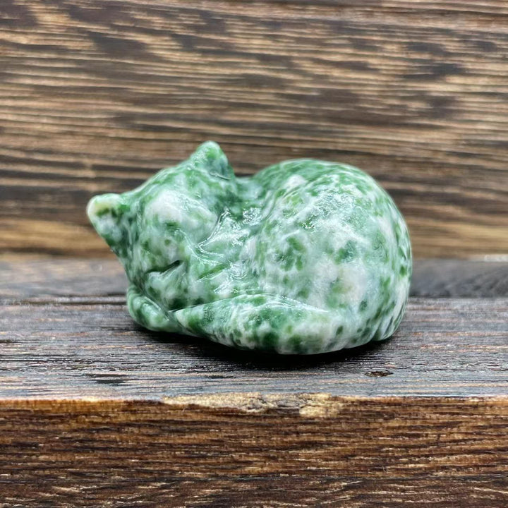 Olivenorma 4cm Natural Crystal Nap Cat Gemstone Decoration - Green Jade - 10Pcs - image 17