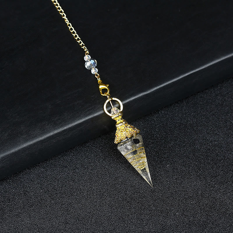 Olivenorma Natural Crystal Resin Hexagonal Pyramid Pendulum - Black Quartz Rutilated - image 57