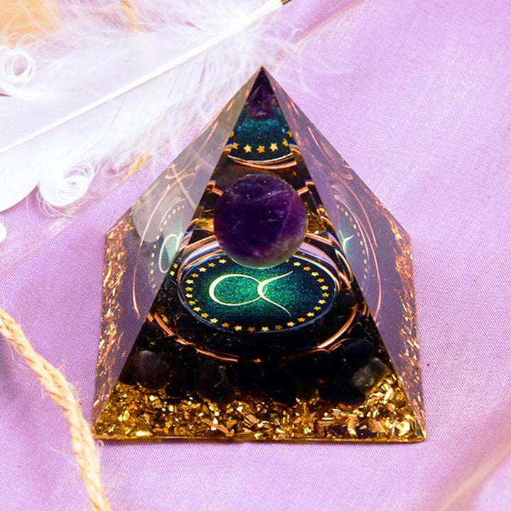 Olivenorma Amethyst Sphere With Obsidian Zodiac Taurus Orgone Pyramid - image 1