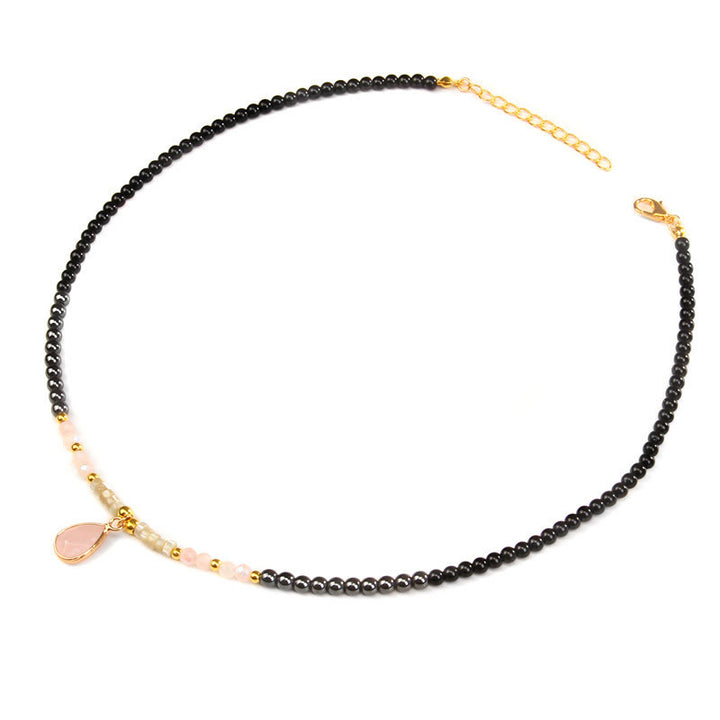Olivenorma Natural Obsidian Faceted Glass Gemstone Pendant Necklace - Obsidian&Rose Quartz - image 14