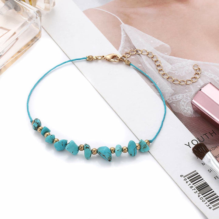 Olivenorma Turquoise Colored Beads Boho Anklet - image 6