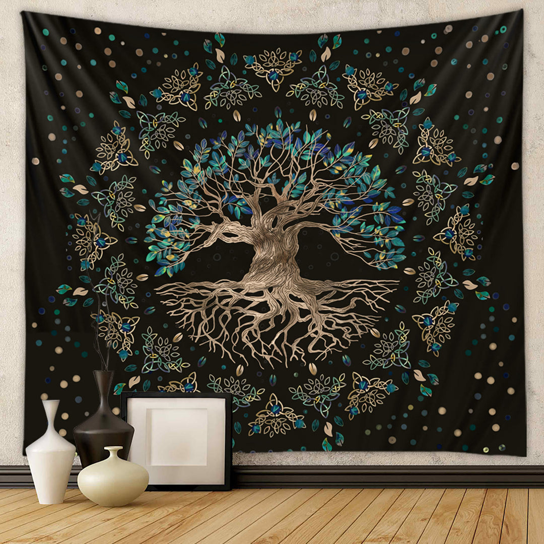Olivenorma Tree of Life Wall Hanging Mandala Colorful Tapestry - 180*230cm - Flannel - Tree of Life & Blue Green Leaves - image 0