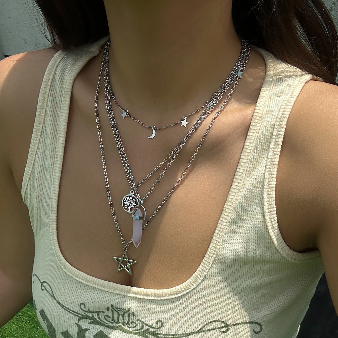 Olivenorma Natural Stone Tree of Life Evil Eye Pendant Necklace Set - image 1