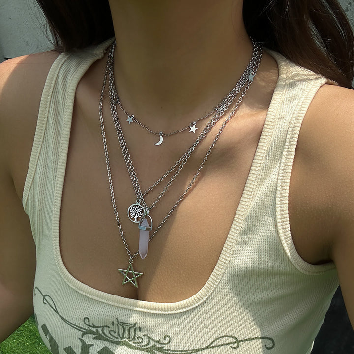 Olivenorma Natural Stone Tree of Life Evil Eye Pendant Necklace Set - image 1