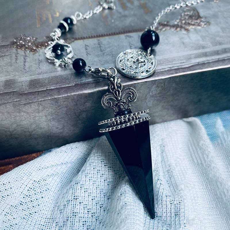 Olivenorma Obsidian Crystal Angel Wings Star Pendulum - Obsidian#2 - image 1