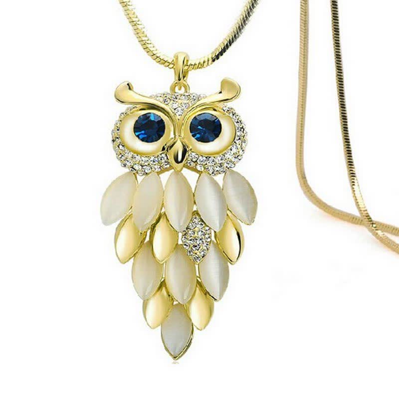 Olivenorma "Supernatural Power" - Crystal Alloy Sweater Necklace - Gold#Blue Eyes - image 11