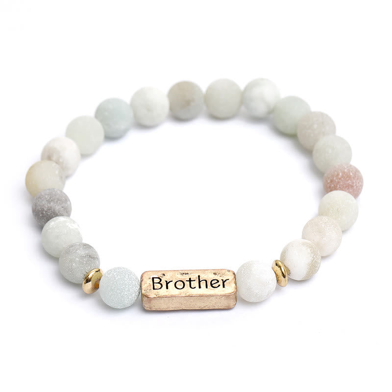 Olivenorma Natural Gemstone Brother Engraving Bracelet - Amazonite - image 8