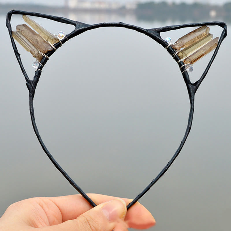 Olivenorma Electroplating Crystal Cat Ears Headband - Smoky Quartz - image 19