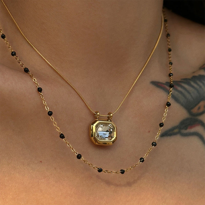Olivenorma Sliding White Crystal Stainless Steel Necklace - image 1