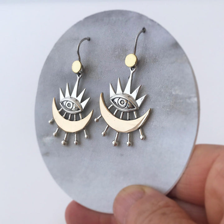 Olivenorma Evil Eye Earrings With Crescent Moon Rays Earrings - image 4